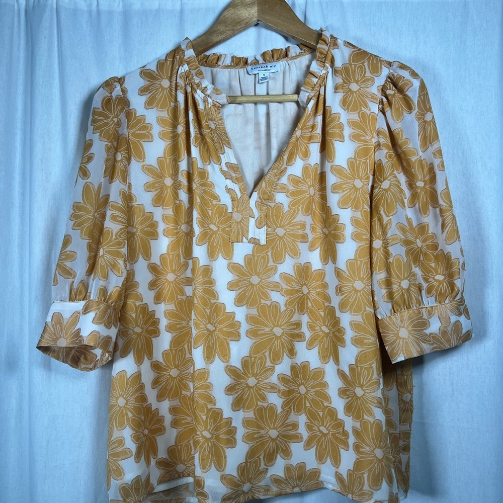 Current Air Mustard Floral Blouse